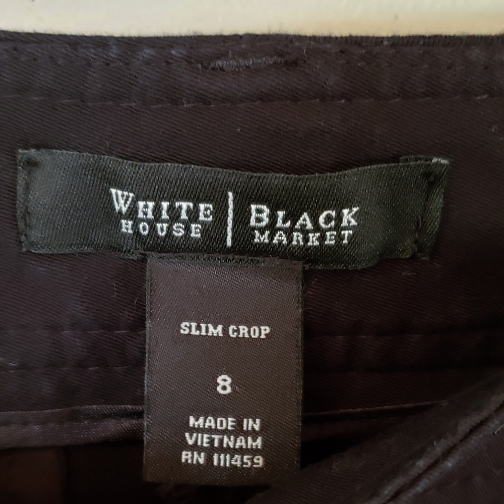 White House Black Market Slim Crop Black Pants Size 8 - Picture 3 of 5